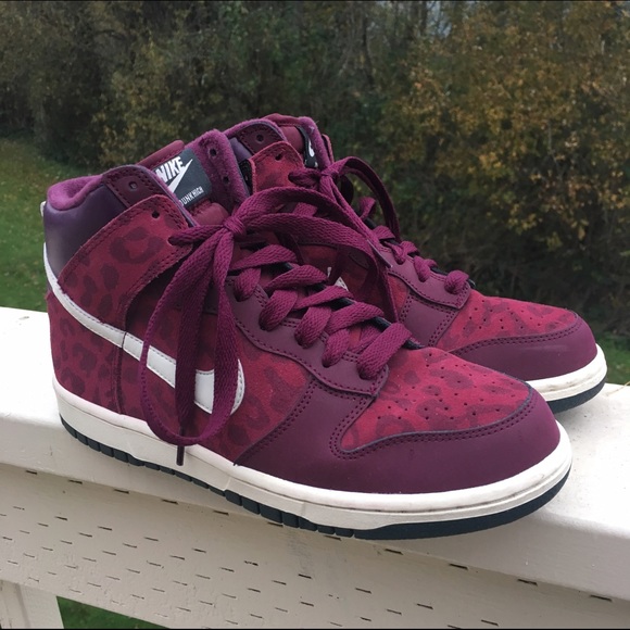 Nike Shoes - 👟Maroon Leopard Nike Dunks High👟