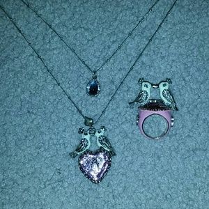 Betsey johnson love birds necklace and ring set