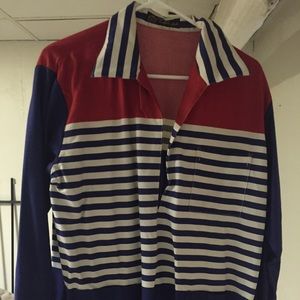 Vintage Long Sleeve Color Block Shirt