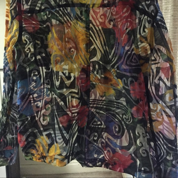 Mesh Floral Printed Button Down - Picture 2 of 3