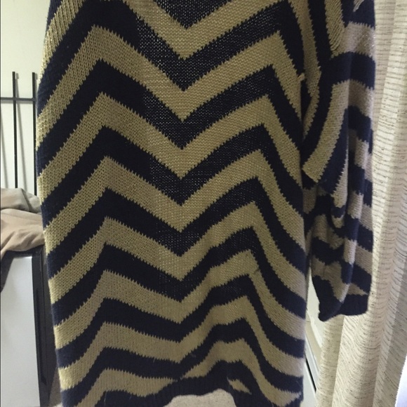 Funky Zig Zag Blue and Gold Cardigan Sweater - Picture 3 of 3