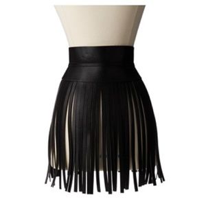 NWT BCBG black fringe leather belt