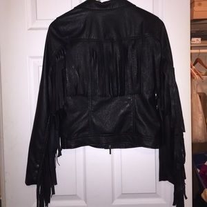 Leather tassel jacket