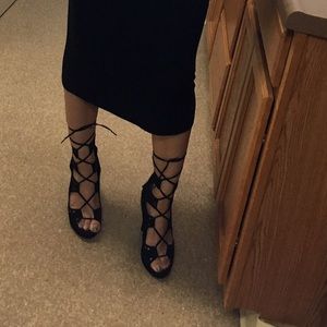 Black lace up heels