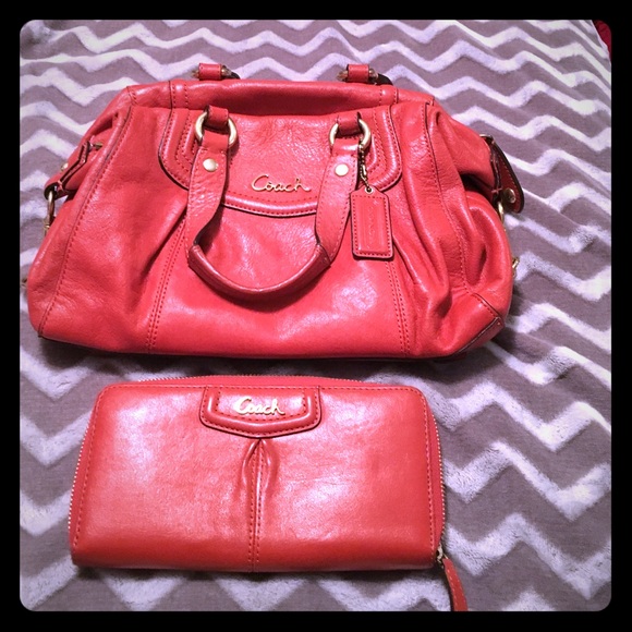Matching orange Coach satchel & wallet