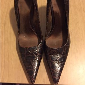 Nine West, Brown, Faux Snake Skin Print stiletto