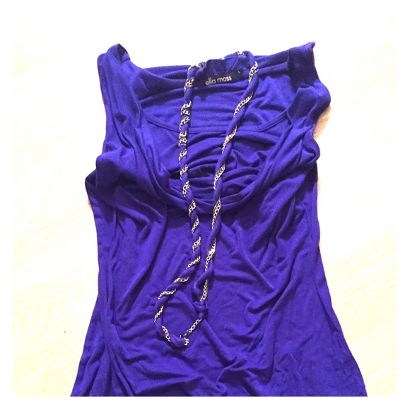 Ella Moss Purple Cowl Neck Chain Necklace Top