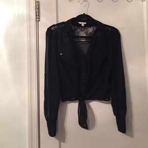 Sheer black button down