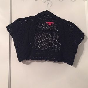 Crochet cropped black sweater