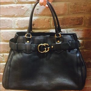Gucci Black Smooth Leather GG Running Tote