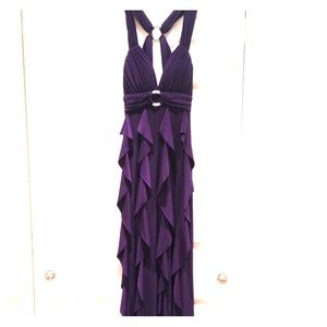 Floor length purple formal dress