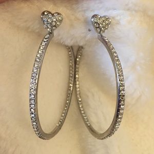 Betsey Johnson heart diamond loop earrings