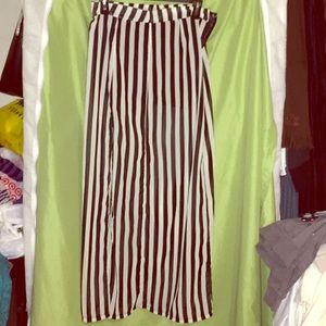 Long 2 Slit Stripped Skirt