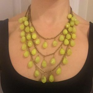Chartreuse and gold necklace and earrings
