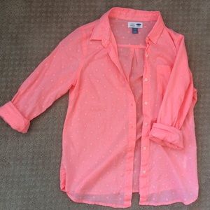 Bright coral Old Navy button down shirt