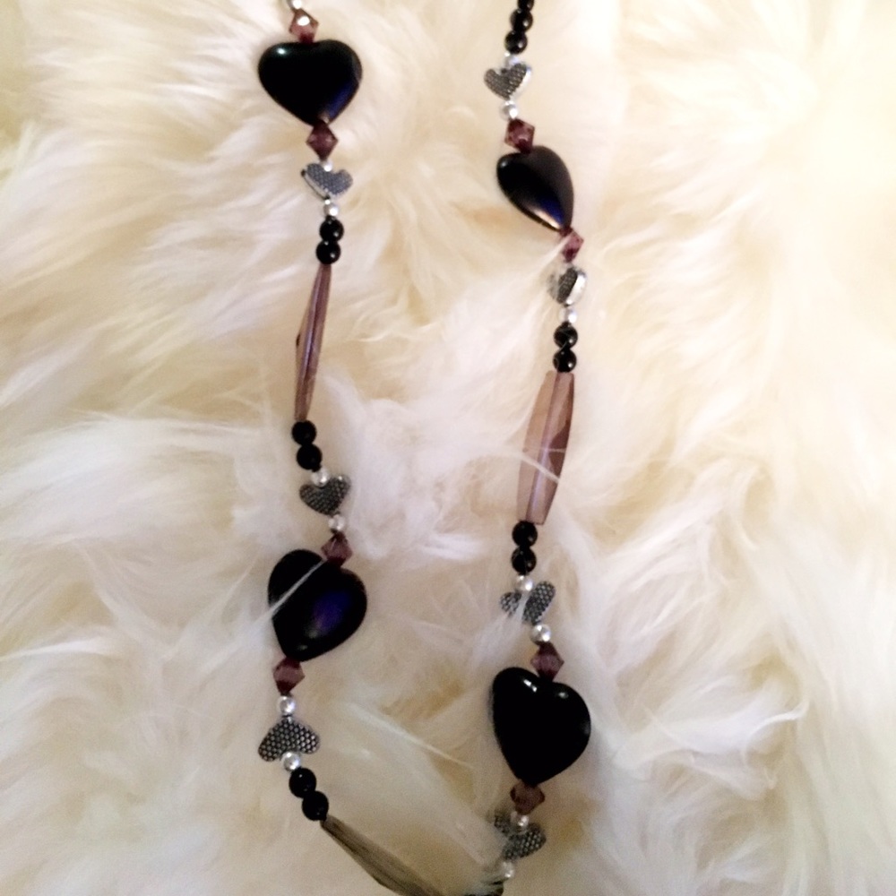 Black & purple bead necklace costume jewelry