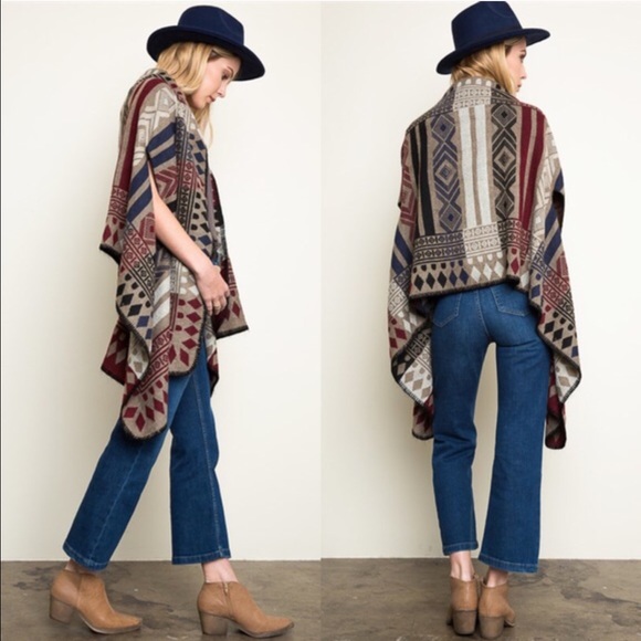 🆕The LORIENNE geometric cardigan - BURGUNDY mix - Picture 2 of 3