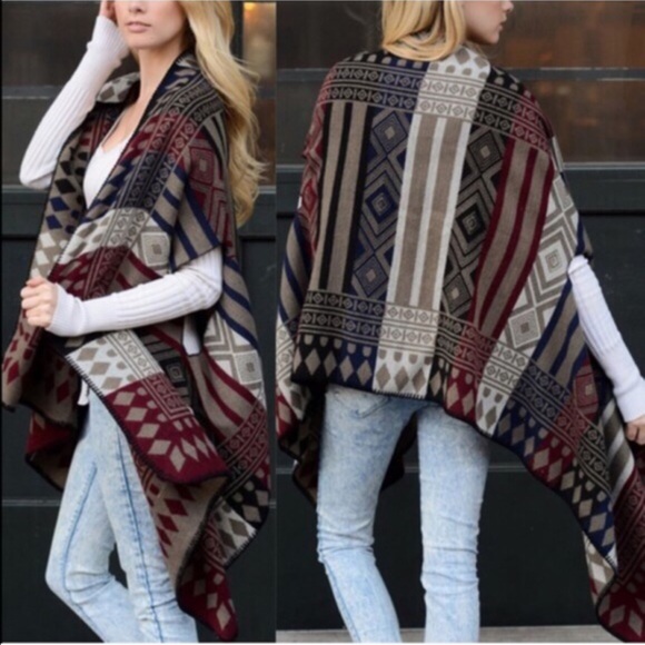 🆕The LORIENNE geometric cardigan - BURGUNDY mix - Picture 3 of 3