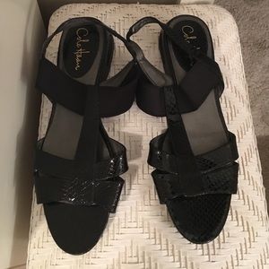 Cole Haan sandals, black, size 10.
