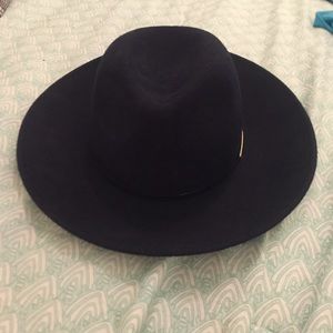 Navy wool wide brim fedora