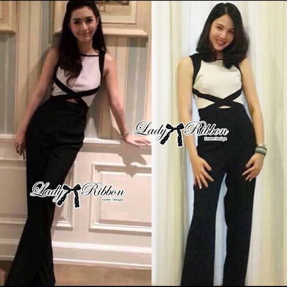 Black and white cut out jumpsuit