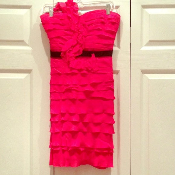 Bright coral mini formal dress