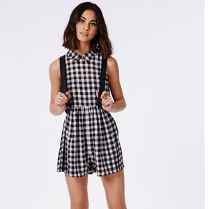 gingham smock romper monochrome