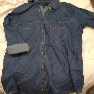 Chambray dark blue oversized shirt