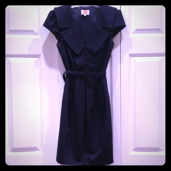 Professional navy-blue mid-length dress
