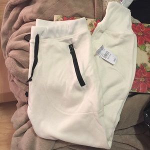 White Joggers with Black Zippers