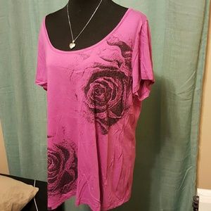 Rose colored with Beaded Rose pattern shirt