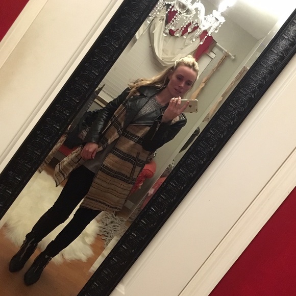 Free People Embroidered Leather Sleeve Jacket S - Picture 3 of 4