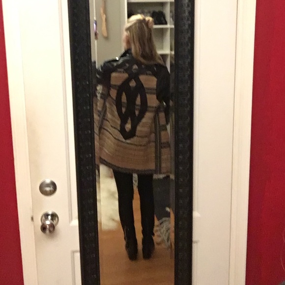 Free People Embroidered Leather Sleeve Jacket S - Picture 4 of 4