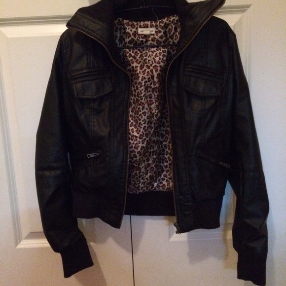 black leather jacket