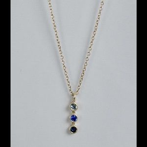 Y2K Necklace Three-Tiered Blue Gemstones Ombre Pendant Fairy Whimsigoth Prom