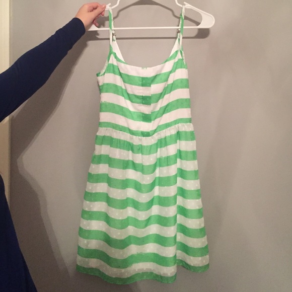 Green and white striped Lilly dress