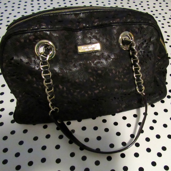 kate spade Laser Cut Black Leather Handbag