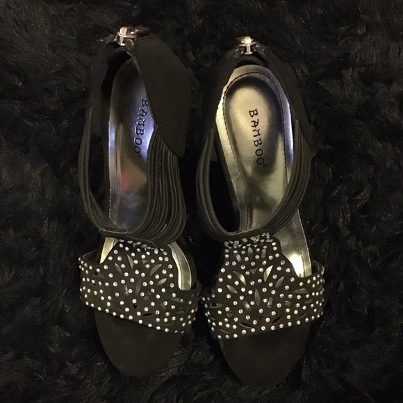 Black Rhinestone Wedges - Picture 2 of 3