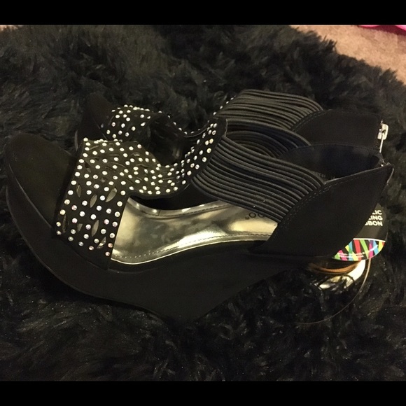 Black Rhinestone Wedges - Picture 3 of 3