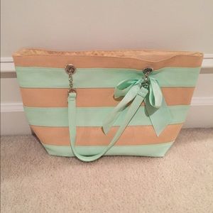 Cute cream and mint green tote - brand new!