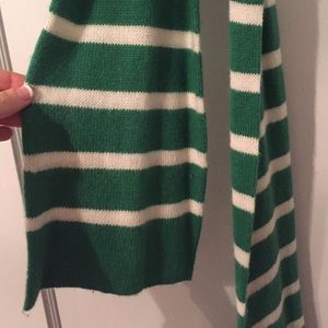 Green & white striped scarf