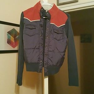 Orange and blue sweater jacket