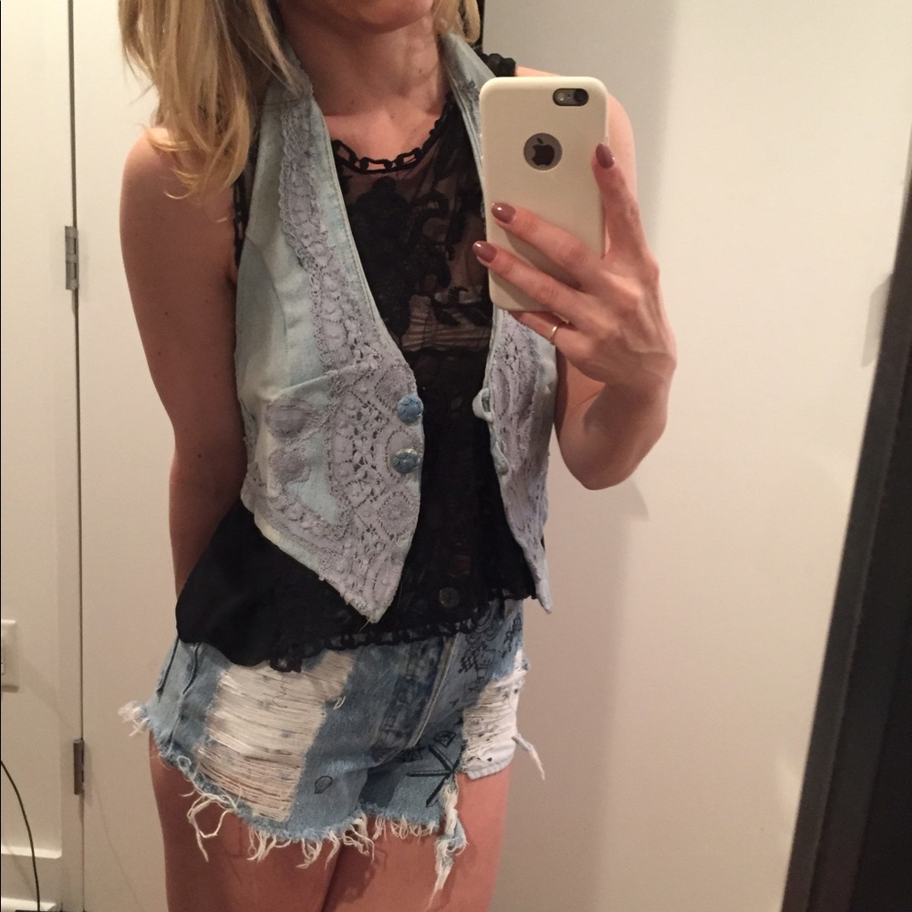 Annelise jacobsen hand crafted denim vest Boho