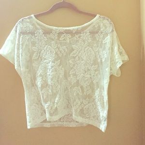 All lace white flowy shirt. Perfect for the beach