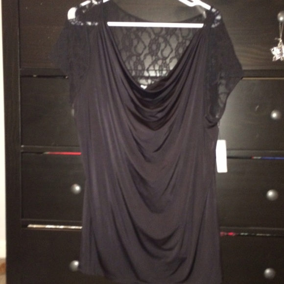 Black blouse with lace back detail
