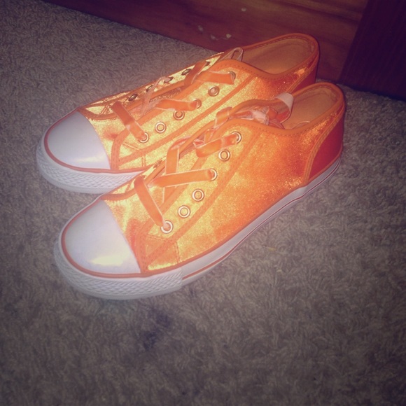 Orange Twiggy London Sneakers w/ Suede Laces
