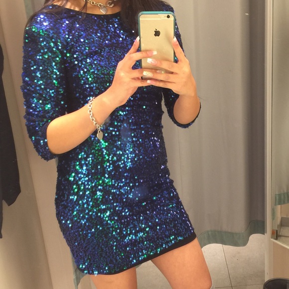 Green/Blue Sequin Dress - Picture 3 of 6