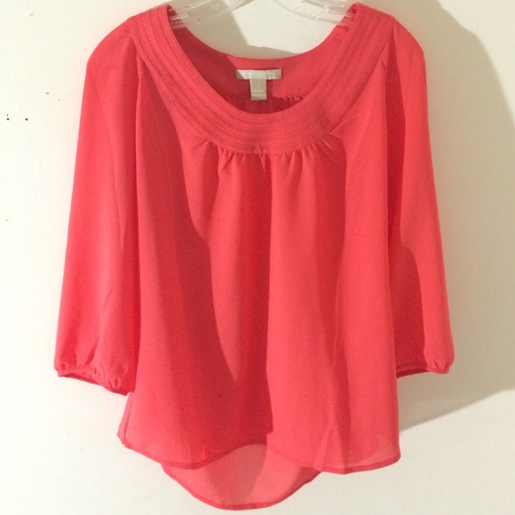 Coral, boat neck, 3-4 Sleeve Banana Republic top