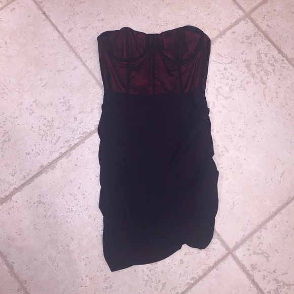 Strapless red and black dress