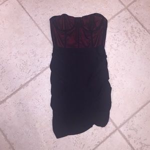 Strapless red and black dress
